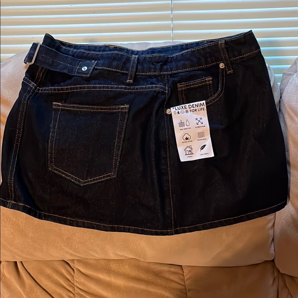 Black Denim Mini Skirt